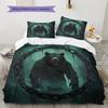 Roaring Bear Pattern Bedding Quilt Set  Home Decoration  Gift (1 * duvet cover + 2 * pillowcase  without core)