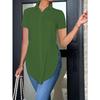 GMXIA Women's Fashion Casual Solid Color Print Short Sleeve POLO  Neck Blouses & Shirts