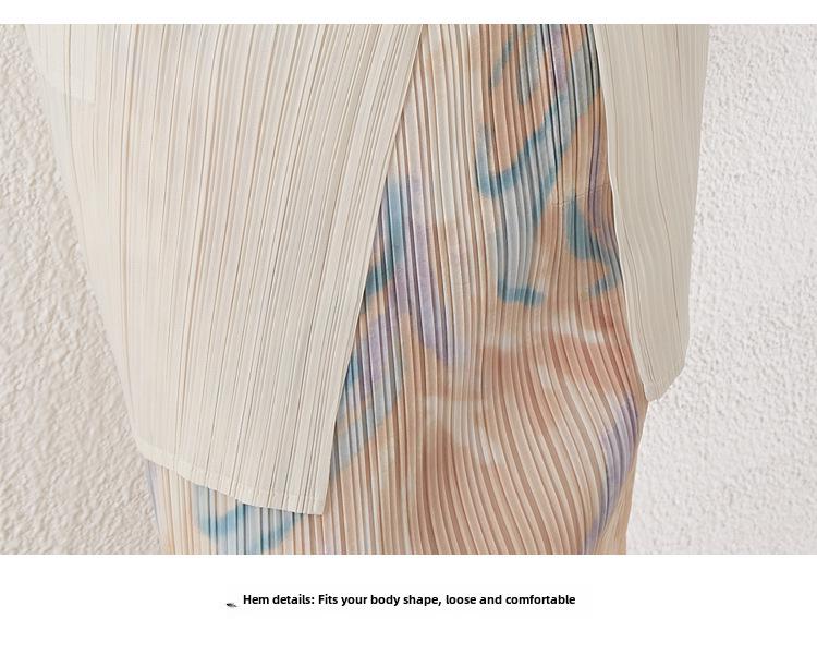 2024 Frühling Damen Midilanger Miyake Zahnstocher Cardigan - Langärmelig, Lässige lockere Passform, Plissierte Oberbekleidung