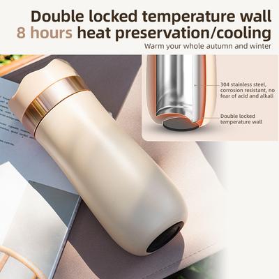 Tragbarer French-Press-Reisebecher, 320 ml, Edelstahl, doppelwandig, isoliert, für Kaffeemaschine