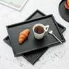 Japanisches Schwarzes Holz Desserttablett, Rechteckiges Teetablett, Rundes Kuchengestell, Niedliches Tablett, Küchenzubehör, Hölzernes Geschirr