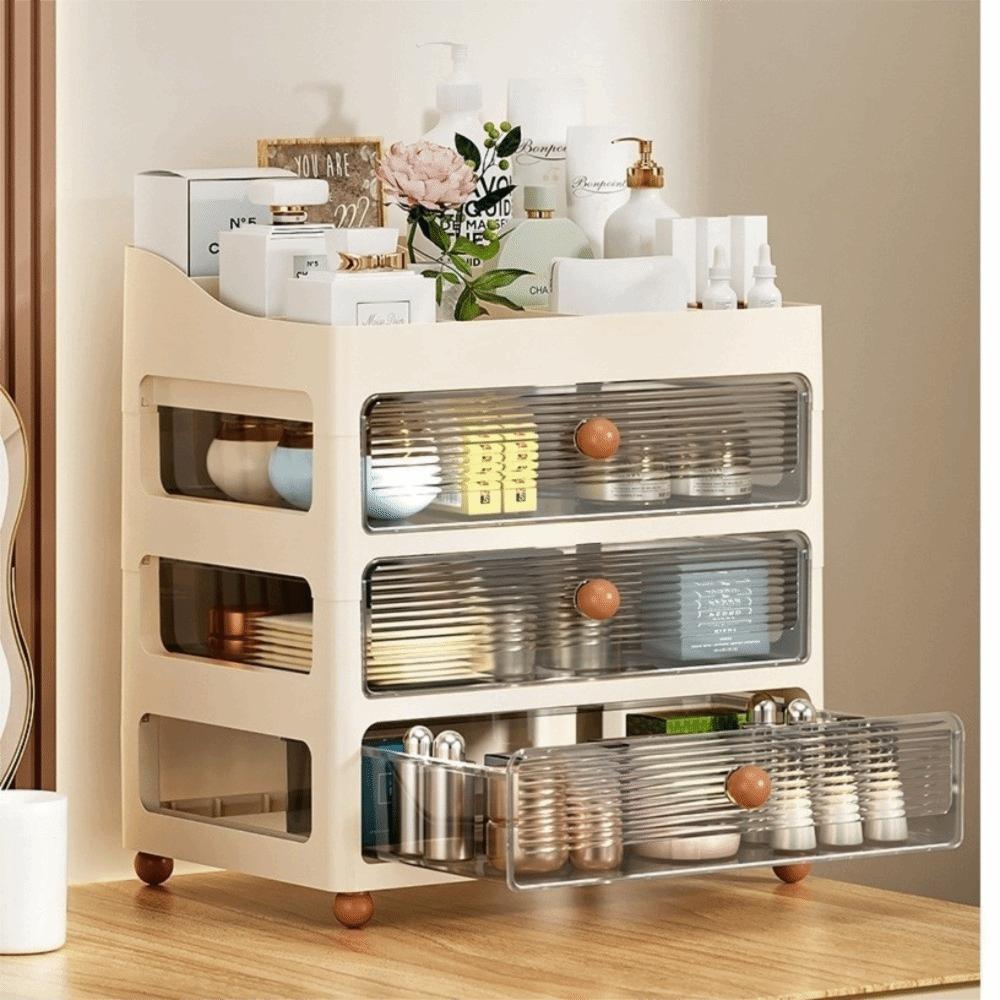 Mehrschichtige Aufbewahrungsbox aus Kunststoff Große Kapazität Schreibtisch-Organizer-Box Zuhause