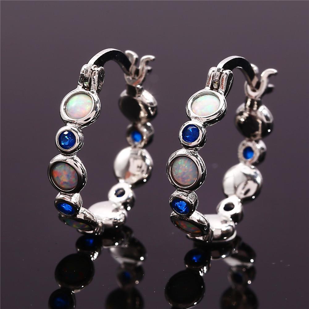 Europäischer und Amerikanischer Beliebter Runder Farbiger Zirkon Voll Diamantring Ohrstecker für Frauen Retro und Vielseitig