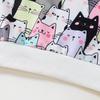 2-7 Jahre Kinder Mädchen Jungen Rundhals Sweatshirt Niedlicher Bunter Katzenprint Langarm Oberteil Shirts