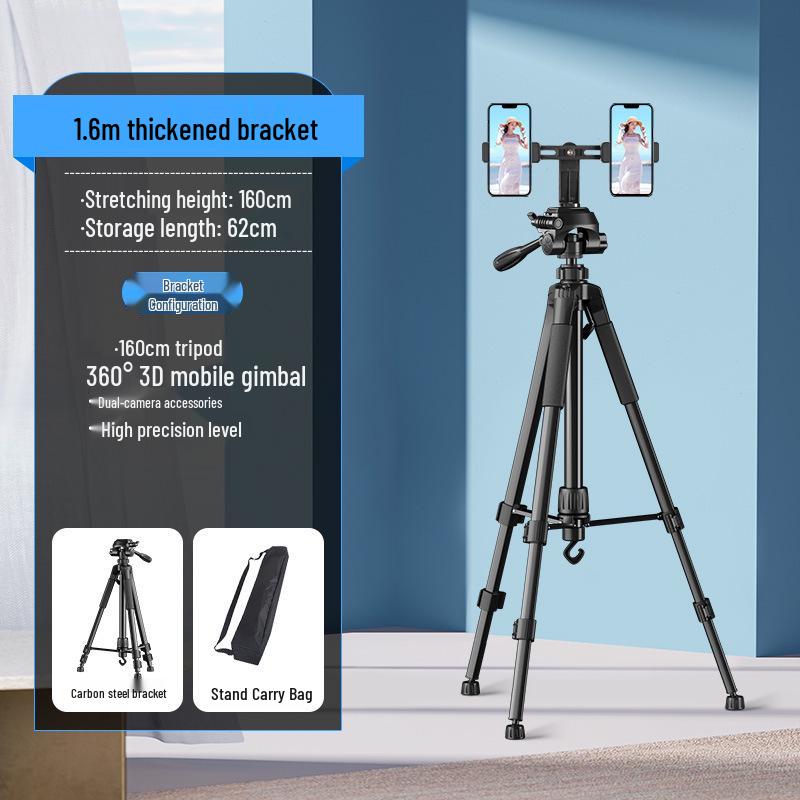 Dual-Position Mobile Phone Holder with Fill Light for Streaming and Photography
