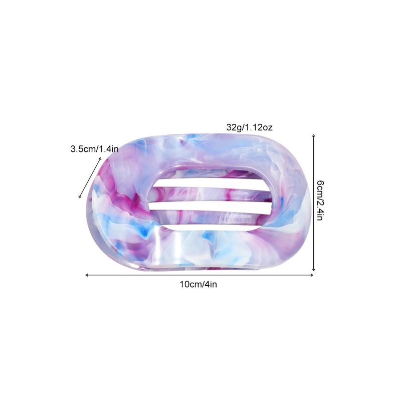 Oval Hair Claw Clips Women Elegant Marbling Acrylic Flat Circular Hair Grips Premium Colorful Updo Hair Pins Barrettes