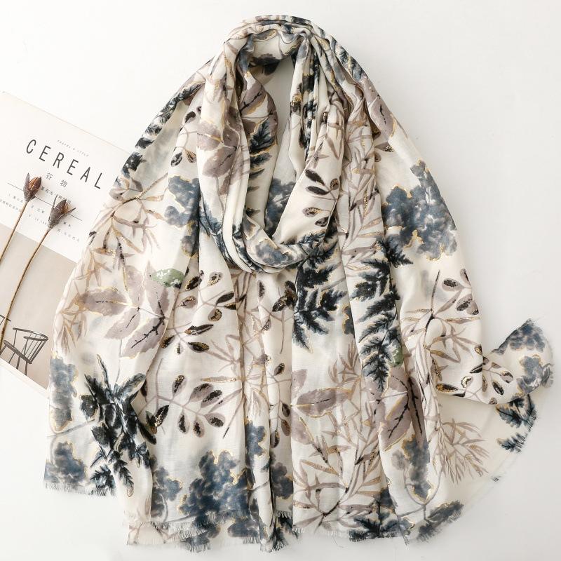 

Fashion Leaf Women Scarf Shawl Cotton Linen Feeling Tassel Pashmina Muslim Hijab Wrap Lady Viscose Scarf Foulard 88x180cm