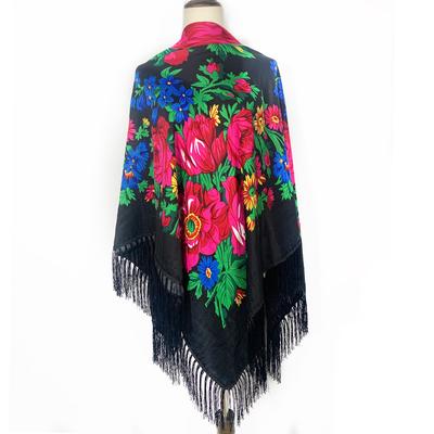 160*160cm Russian National Square Scarf Women Luxury Floral Print Fringed Ukrainian Shawl Bandana Babushka Head Wraps