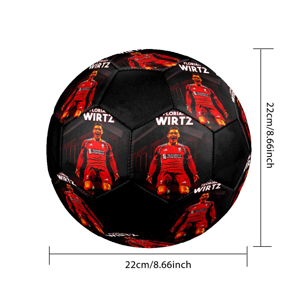 Florian Wirtz Indoor Soccer Ball Colorful Machine Stitched PVC Size 5 Team Training Competition Ready Durable High-Bounce Cool Sports Gift