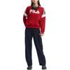 FILA Original Round Neck Fashion Pullover Sweatshirt Knit Simple Long Pants Casual Set Women sweatshirt, pants, set F11W449207F-WI+F11W449603F-NV