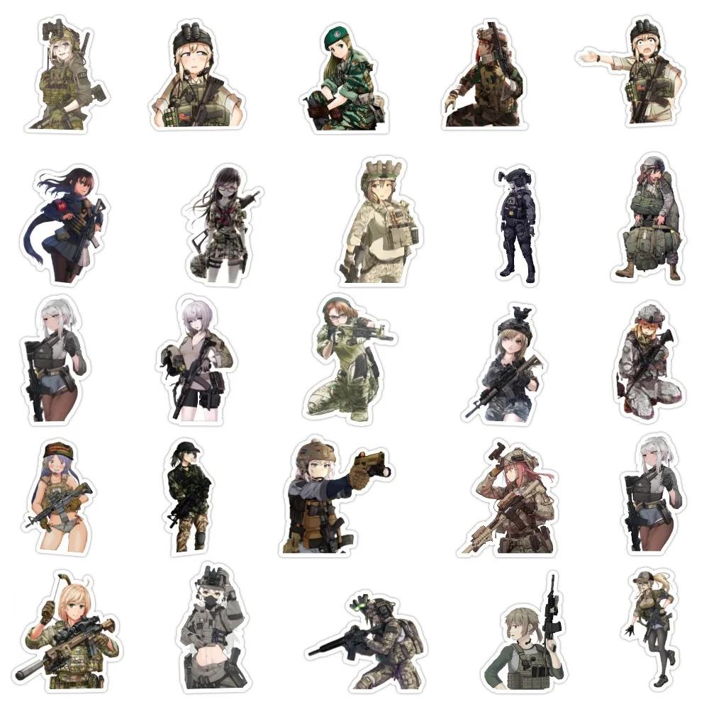 50/100PCS Cute Camouflage Female Soldier Stickers Cool Girls Decals Graffiti DIY Water Bottle Motorcycle Laptop Sticker Kid Toys