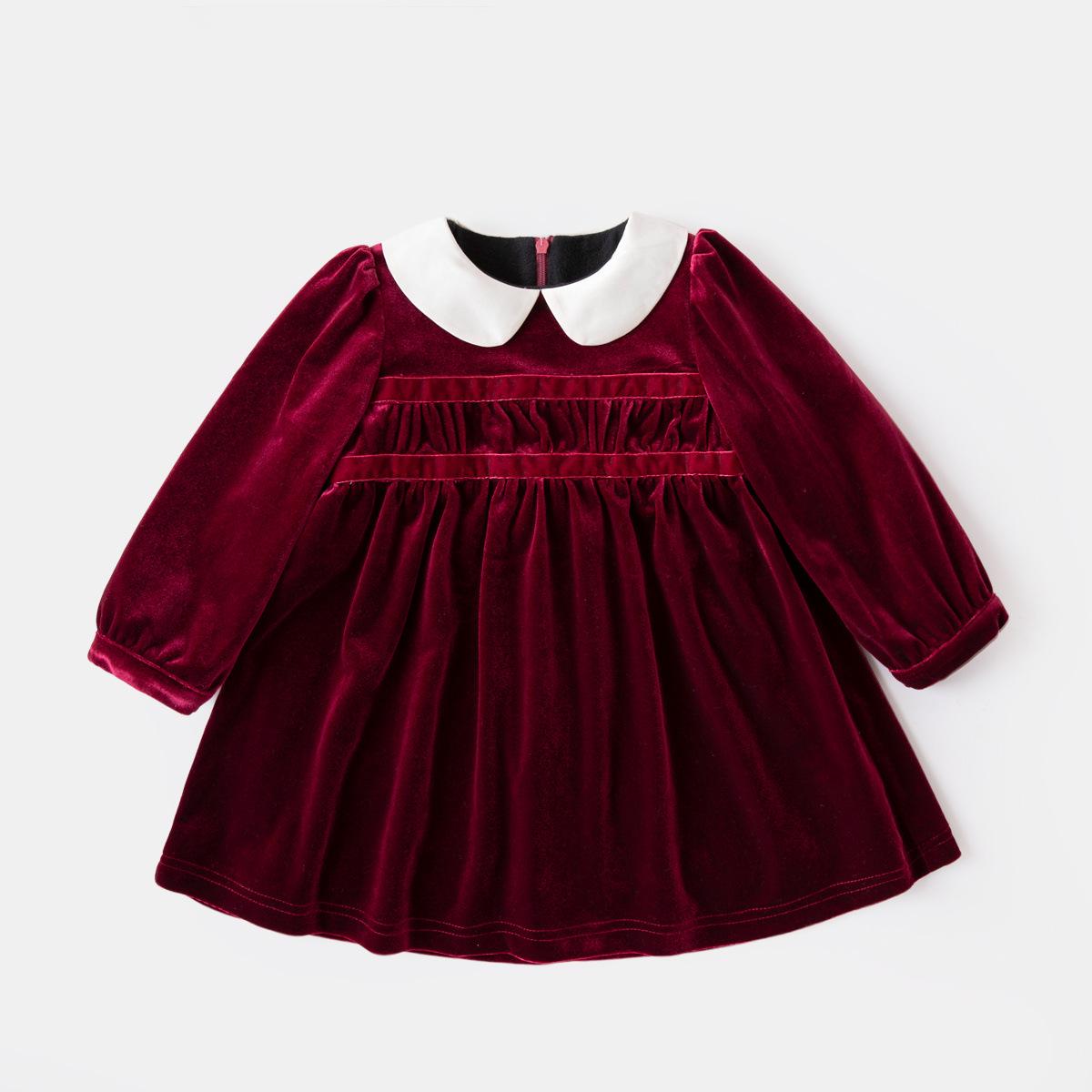 Dudu Home Festive Red Velvet Dress for Girls 80