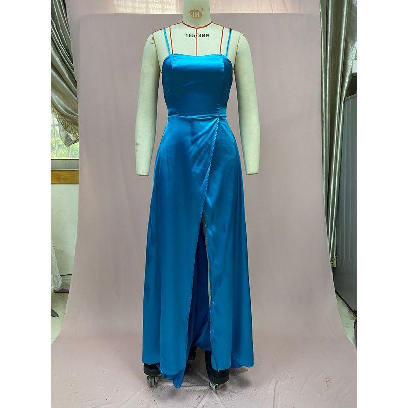 

Sexy Party Dress with Suspenders Fashion Sexy Lacing Banquet Evening Dress Dress Blue New arrival XL