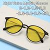 Fashionable Ultralight Night Vision Myopia Glasses Unisex Classic Round Frame Anti-Glare Driving Day & Night Near Sight Eyewear