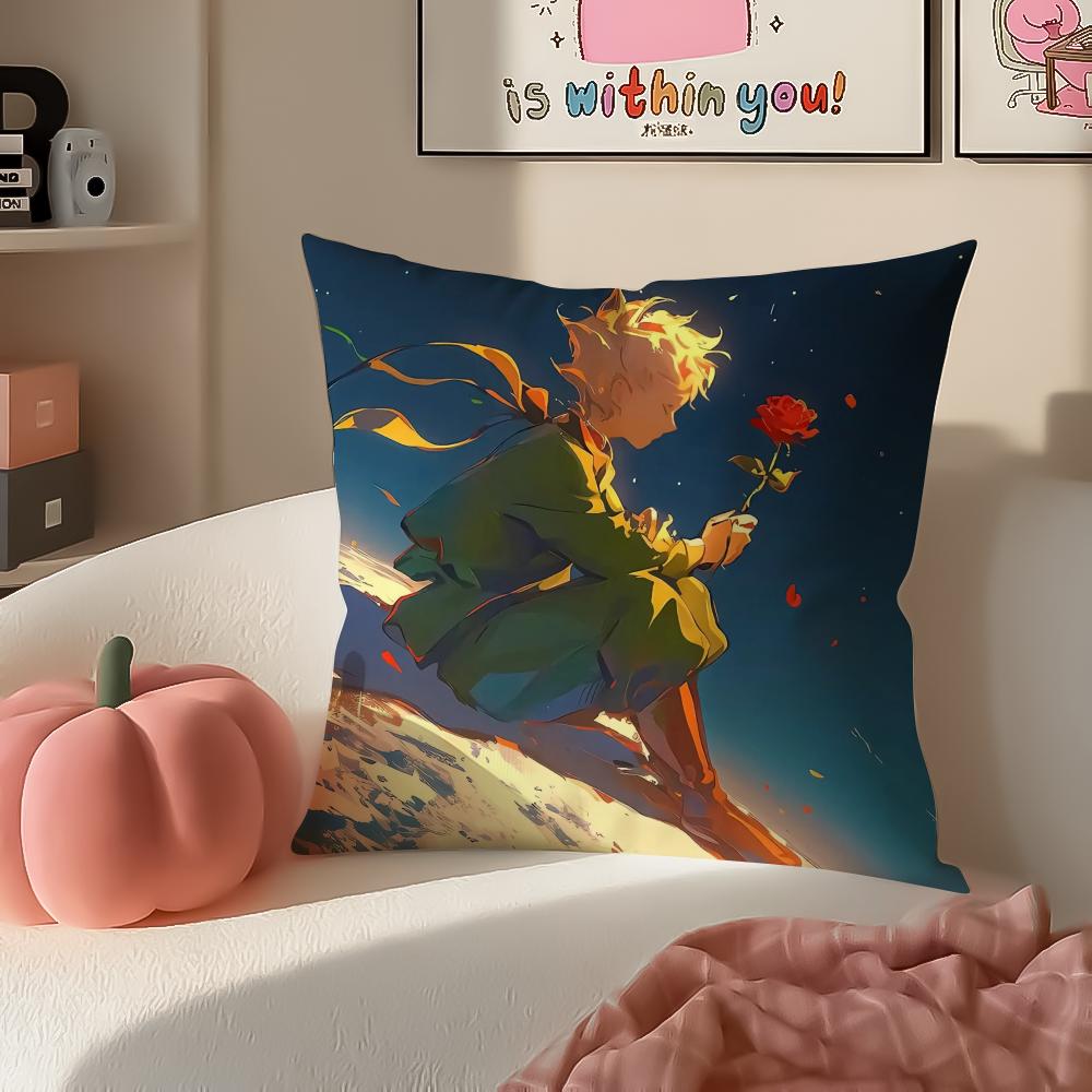 Classic French Literary IP Anime LLittle Prince Cushion Cover Pillowcase Short Plush Invisible zipper Room Sofa Cushion Cover