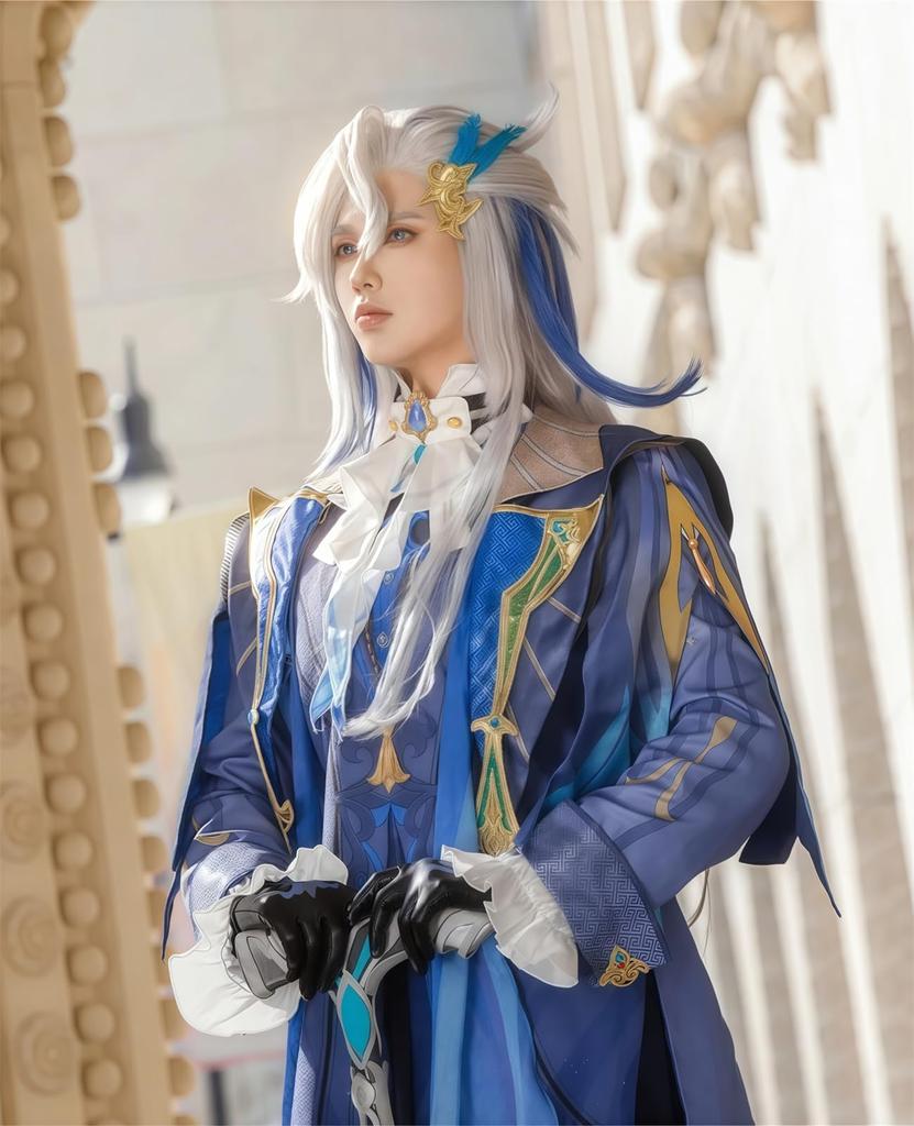 NOKIJP Nuvillet Wig, Genshin Impact: The Sound of Tides, Heat-Resistant Wig, Smooth and Easy To Style, Genshin Impact: Fontaine, Supreme Judge