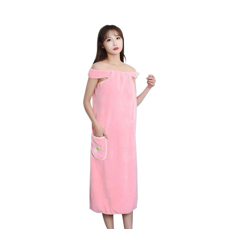 Bath Towel Wrap Dress For Women - Long Style Skirt, Quick-Dry Hair, Wearable And Washable Polyester Robe Quick-Dry Compressed