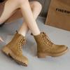 Women's Mid-calf Boots Summer British Style Thick-soled Short Boots Versatile Motorcycle Yellow Boots