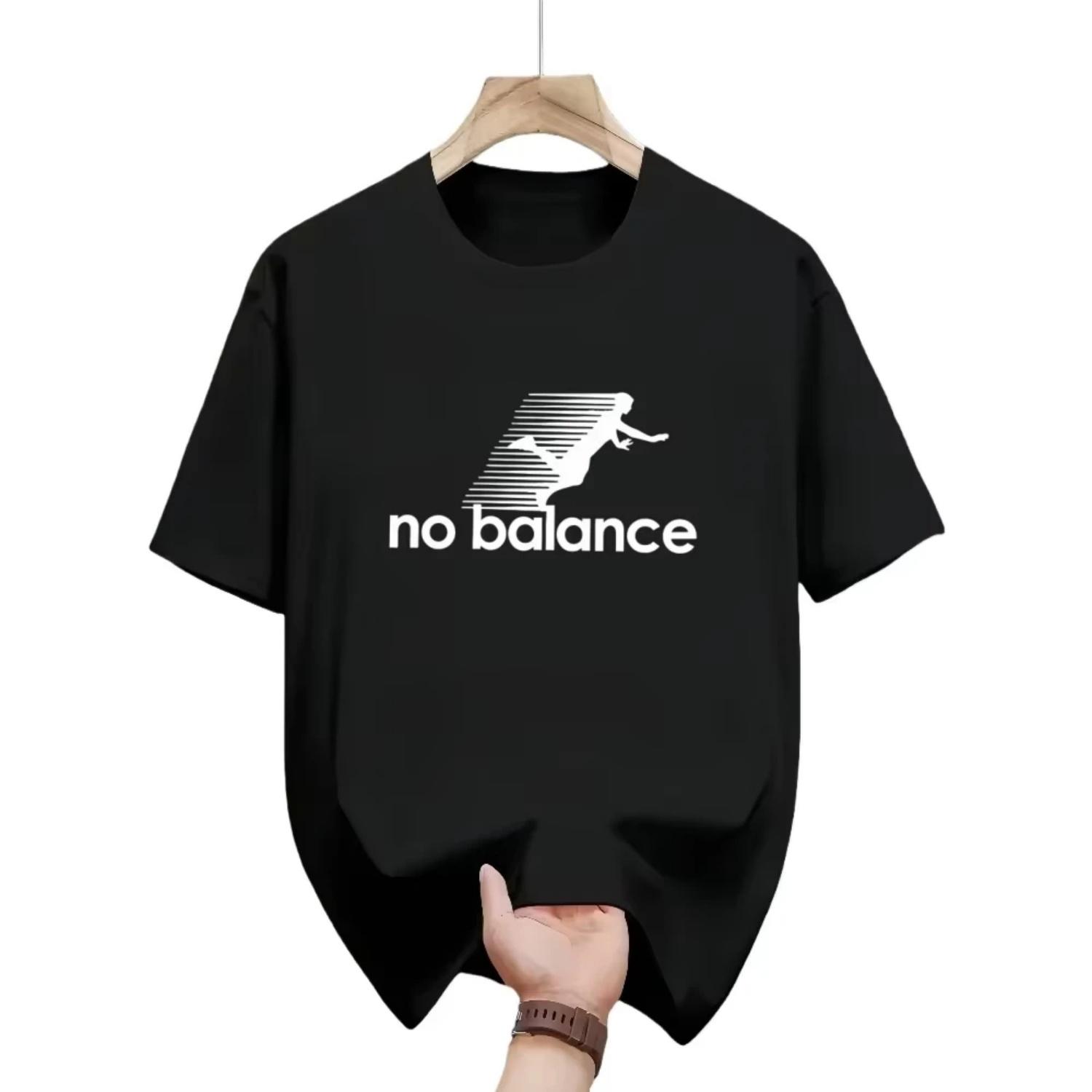 Men s No Balance Humorous Graphic Oversized T-Shirt – Casual Streetwear Short Sleeve Tee for Everyday Wear & Urban Style Tops S чёрный