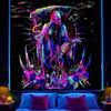 Gothic Grim Reaper Blacklight Tapestry UV Reactive Peach Skin 2D Flat Print Psychedelic Death Scythe Wall Hanging Bedroom Decor