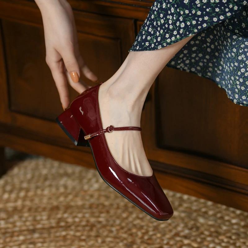 Fashion Designer Vintage Women Mary Jane Shoes Fashion Shallow Square Toe 2025 Spring Autumn Wedding Party Shoes