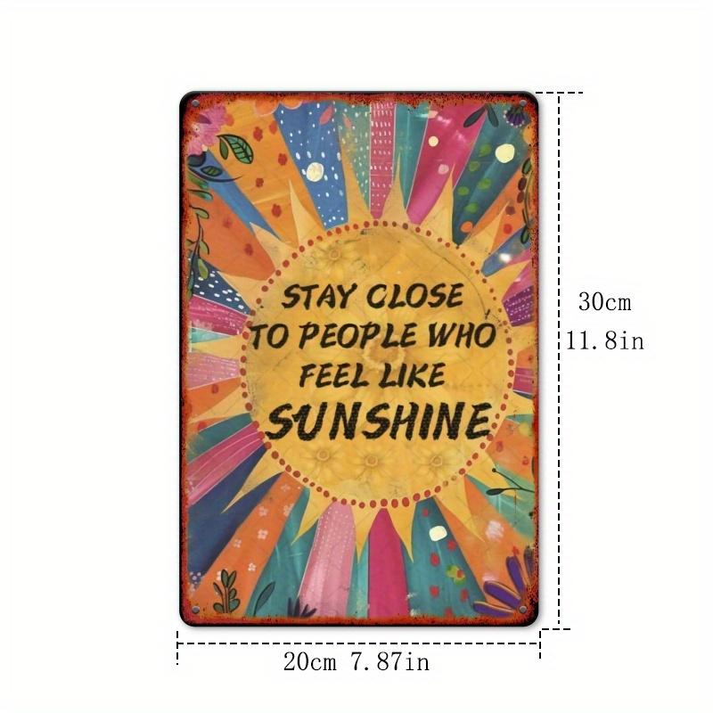 

D Flat Retro Style With People as Warm as Sunshine Metal Sign x Inch Vintage Sunflower Wall Decor in Country Yellow 20x30cm（7.8x11.8inch）