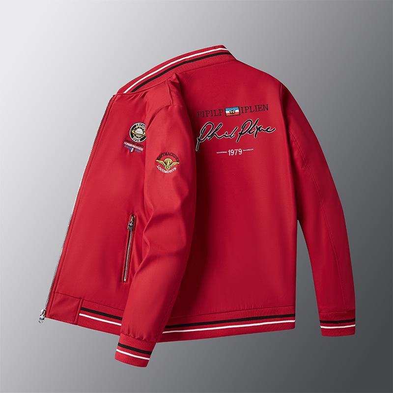 European Style Spring Luxury Baseball Jacket with Earth Embroidery Men's Casual Fashion Trend