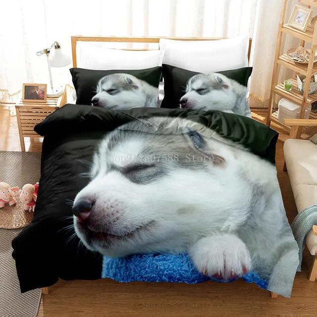 Djur Hund Husky Påslakan Vuxna Barn Hemtextil Söta Sängkläder 2/3 Sängklädesset Dubbelsäng King Full Size Dekor Hem
