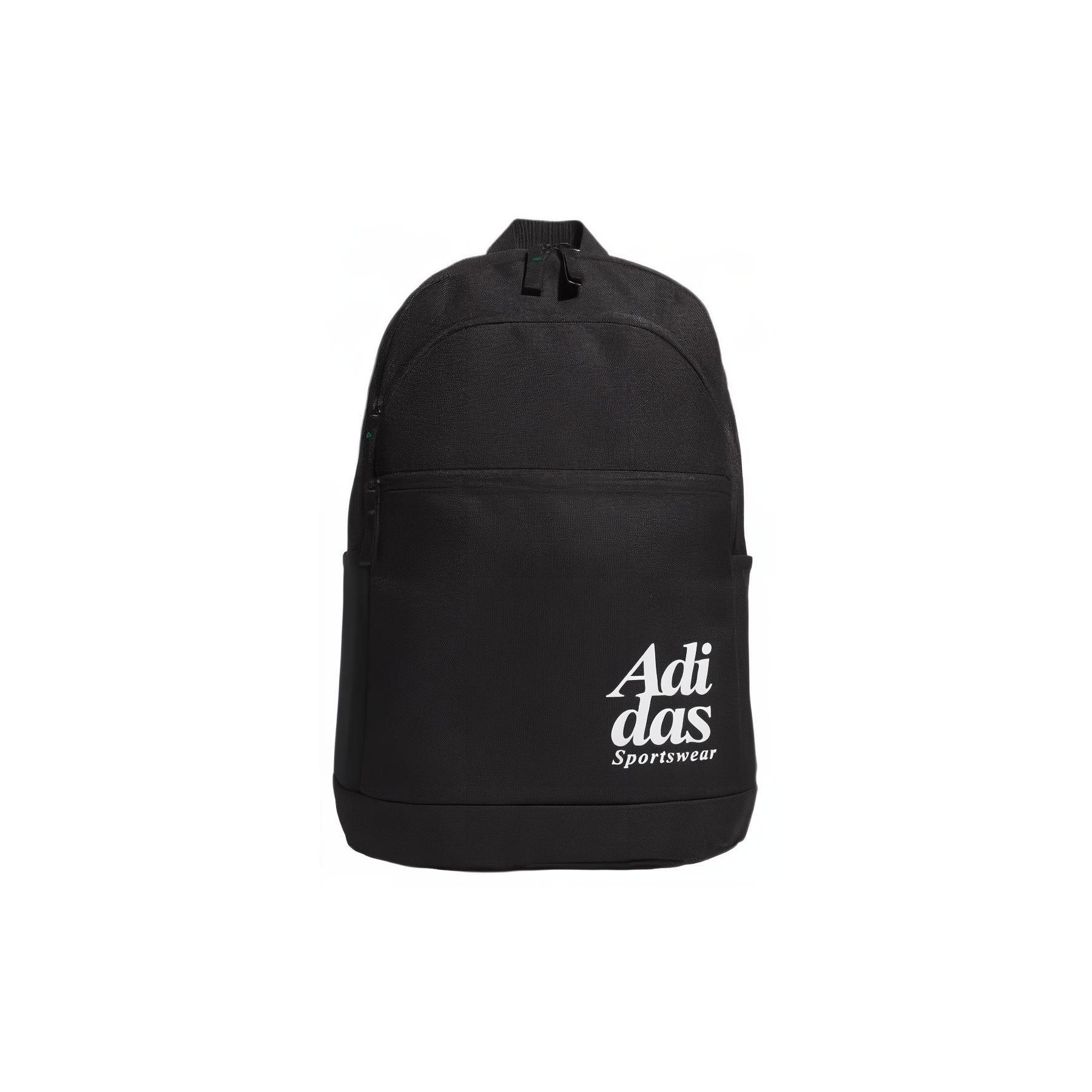 

Adidas Solid Color Letter Print Zipper Backpack Unisex Backpacks Black IM5292 Black