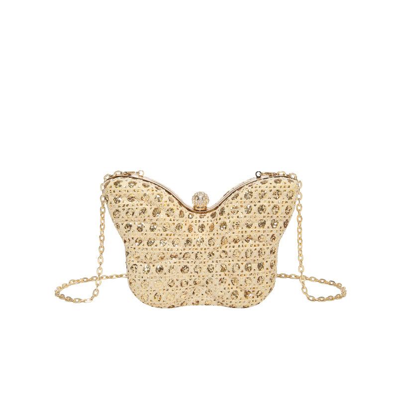 Small Handbag with Butterfly Clasp, Small Square Bag with Chain Strap for Cross-body Carrying, Red Envelope