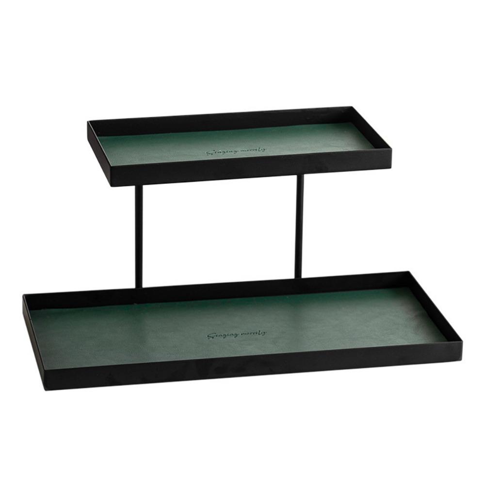 Large Capacity Double Layer Vanity Tray Rectangular Cosmetics Storage Rack Dresser Tray  Entryway