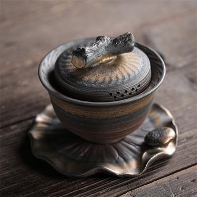 Ceramiczna, ręcznie robiona miska na herbatę z pokrywką Biurowy czajnik Jingdezhen filiżanka ceramika Gaiwan zestaw do herbaty Drinkware 170ml