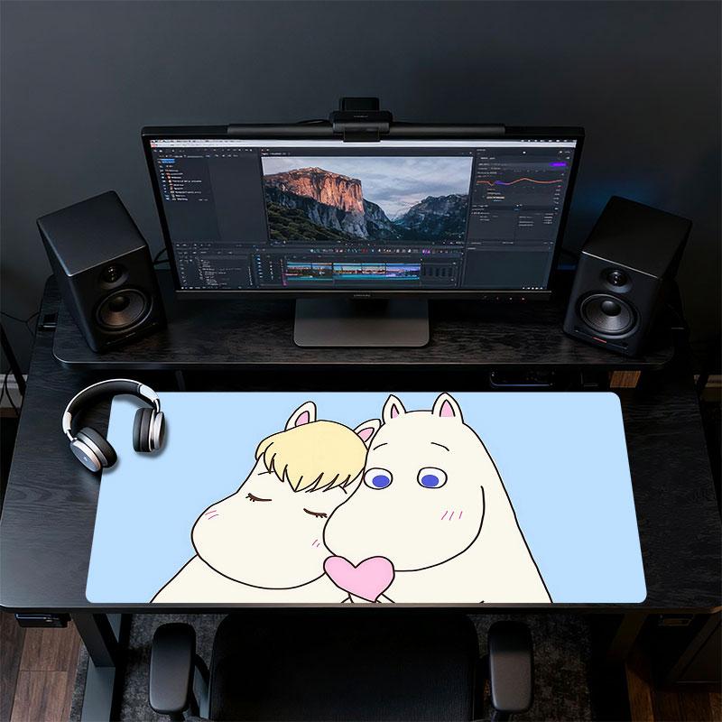 Moomin Art Mouse Pad, Large Gaming Desk Mat, Non-slip XXL Mousepad for Laptop & Tablet, Mini PC Playmat with Stitched Edges