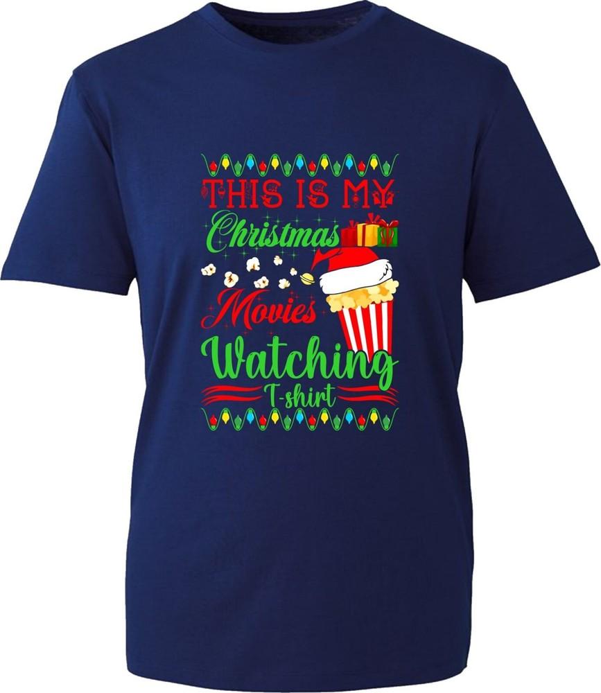 This Is My Christmas Movies Watching TShirt Xmas Popcorn Movie Costume Tee Top S