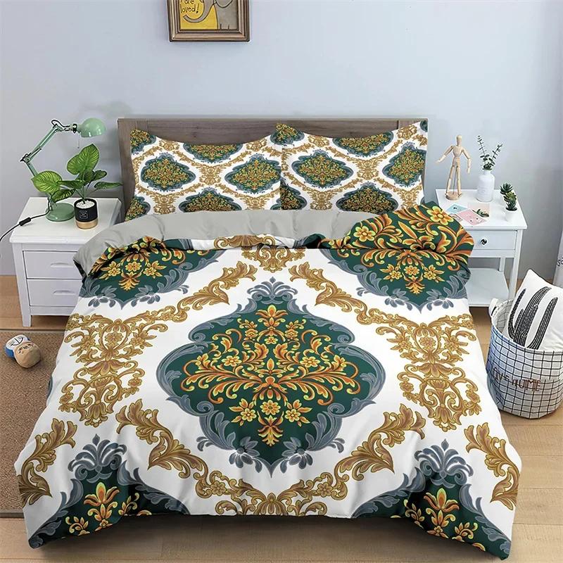 Baroque Style Floral Duvet Cover Set Luxury Exotic Flowers Bedding Set Microfiber Comforter Cover Single Queen For Teens Girls
