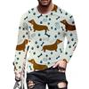 Spring and Autumn Round Neck 3D Dachshund Printed Top Fashionable Casual Long Sleeved Men's T-shirts