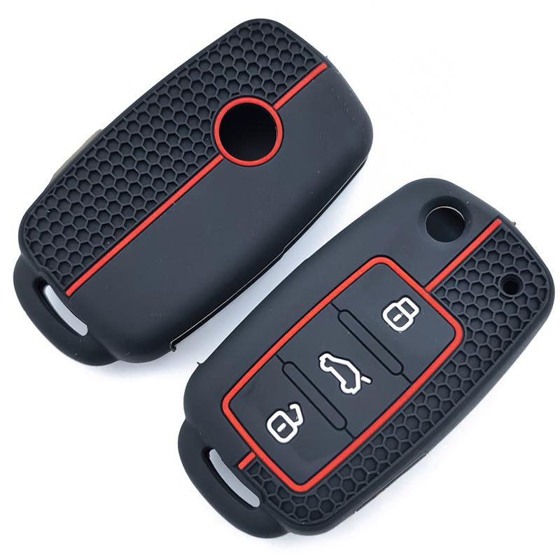 4 Button Silicone Car Key Case Cover Remote Key Fob For Volkswagen Vw Bettle Cc Eos Golf Jetta Passat Tiguan Touareg Seat Skoda