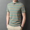 Classic Loose Pullovers Striped T-Shirts Simplicity Button Short Sleeve Office Business Casual Turn-down Collar Men's Clothing