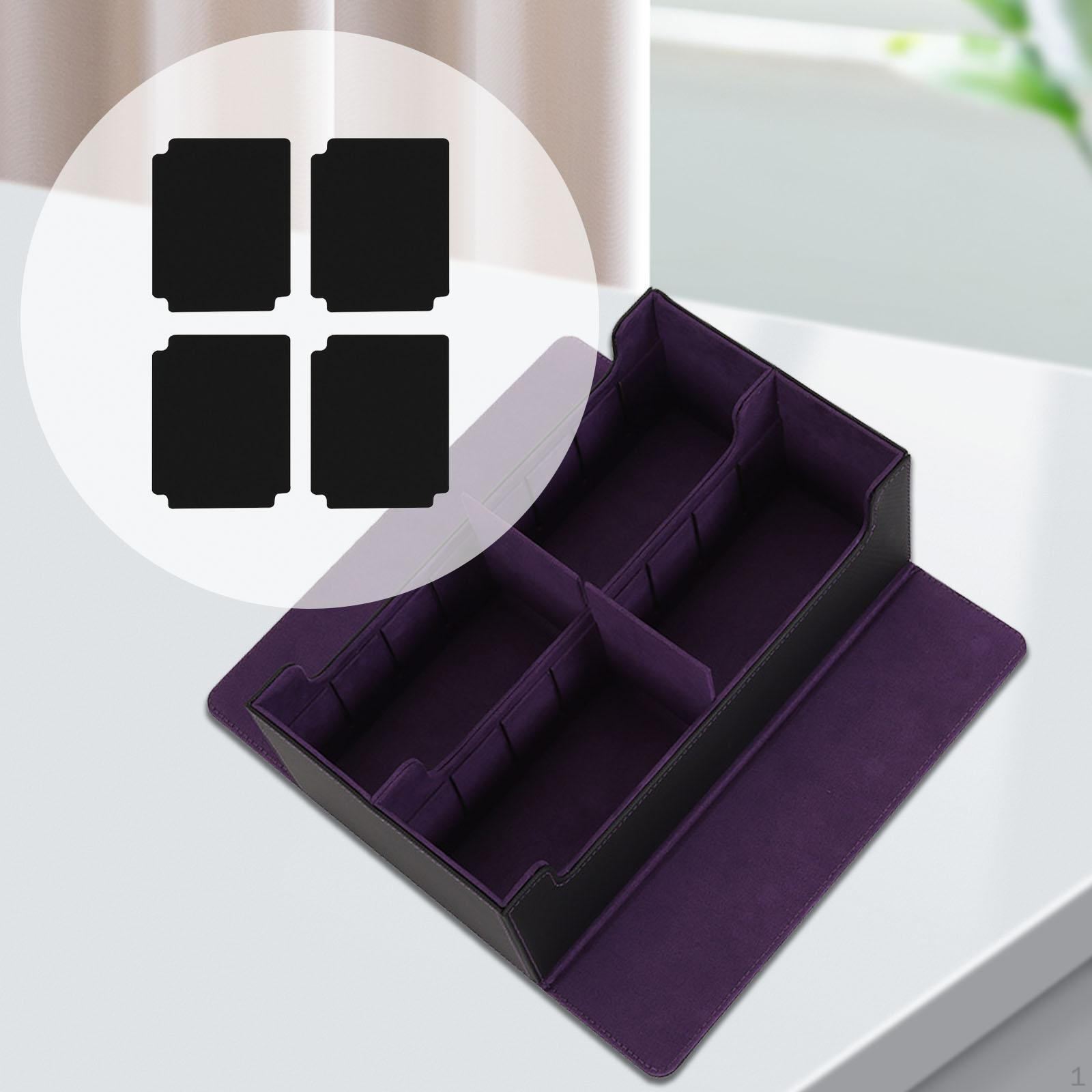 

Коробка для хранения карточек, игровая коробка из искусственной кожи, прочная, с 4 разделителями, игровой контейнер Black Purple