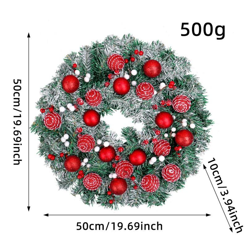 Christmas Wreath With Pine Needles Decorative Ornaments Bow Hanging Loop Door Wall Party Decor