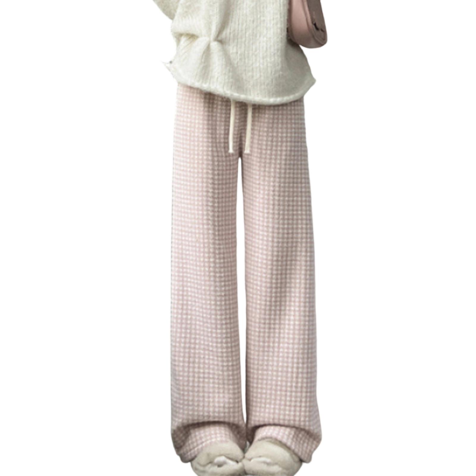 

Женские модные повседневные свободные длинные брюки на флисовой подкладке One Size розовый