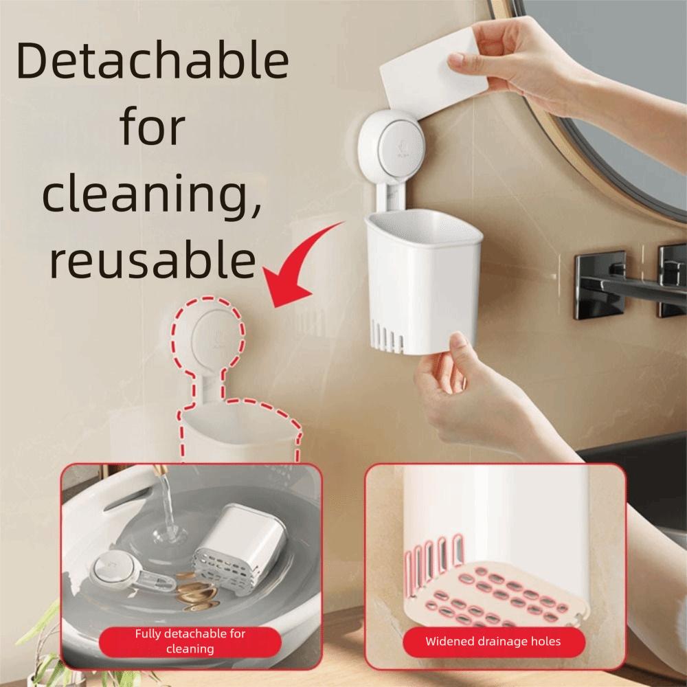 2pcs Removable Razor Holder Wall-mounted Toothpaste Holder Suction Cup Toothbrush Holder  Dormitory