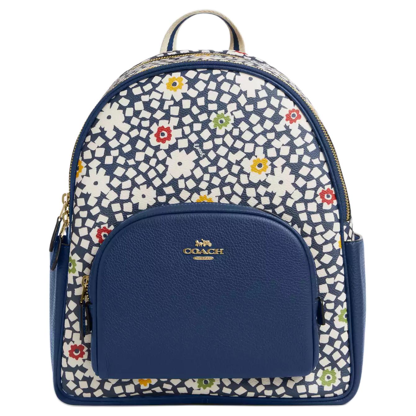 

Coach Court 27 Floral Print Coated Canvas And Pebble Leather Large Backpack Women backpacks Blue CBM23-IMRHY Basic Set (Bag+Dust Bag)