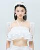 Leobyui Organza Ripple Top White
