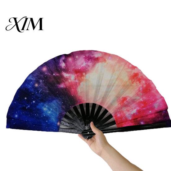 Decorative Fan Folding Sturdy Bone Exquisite Pattern Bright Color Glow in The Dark Festival Performance Party Supply