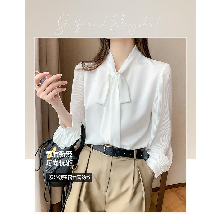 Fashionable and elegant chiffon shirt, spring and autumn 2026 new long-sleeved top for women