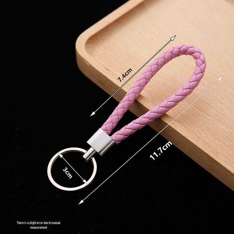 Handmade Braided Leather Keychain: Thick Cord for Practical Waist or Bag Hanging, Perfect for Couples.