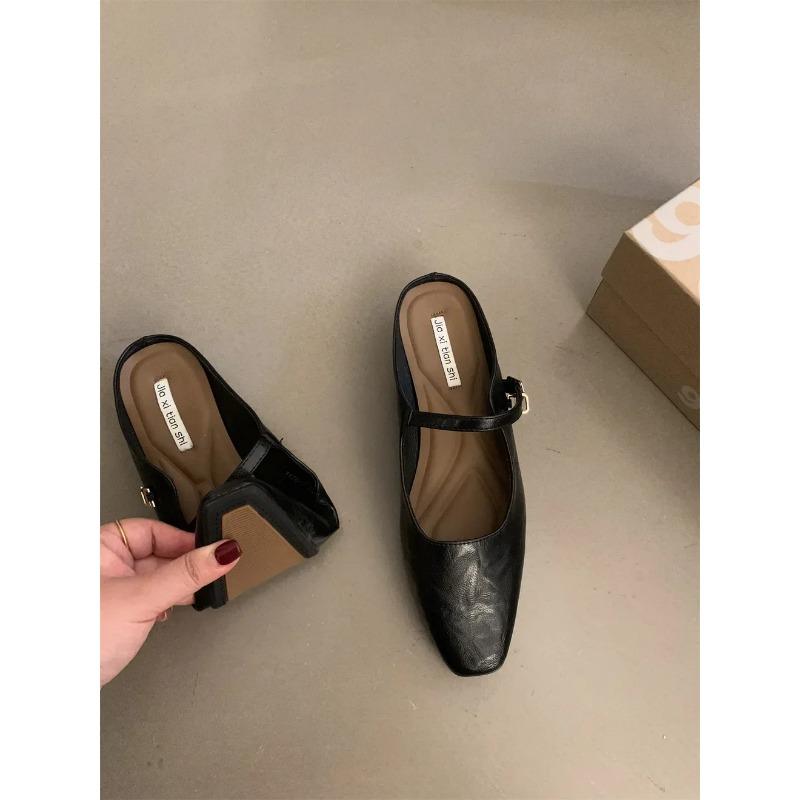 Women Flat Sandals Beach Mules Flat Slippers Shallow Purple Slides  Summer Casual Slippers Comfortable Design Pleated Shoes
