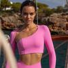 European & American Off-Shoulder Long-Sleeve Yoga Top - High-Elastic, Comfortable, Shockproof with Chest Pad for Dance & Fitness