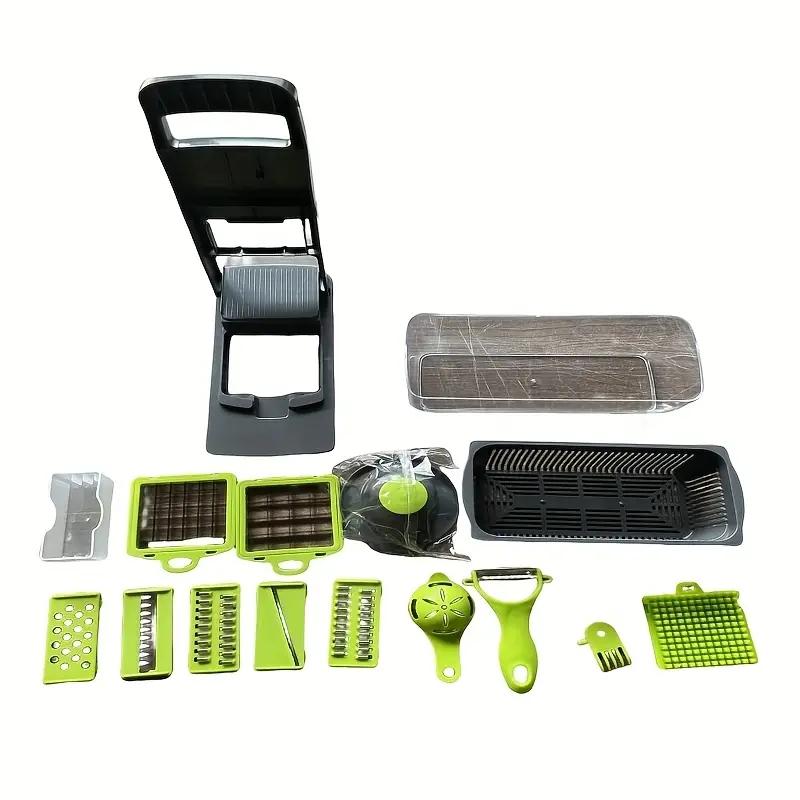

16 in 1 Vegetable Chopper Multifunctional Food Slicer Dicer with Interchangeable Blades Manual Kitchen Cutter for Onion Potato Carrot
